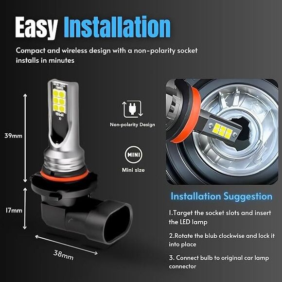 LED Headlight bulbs 9005/HB3, 9006/HB4, 9145/H10  New Set - Picture 3 of 16